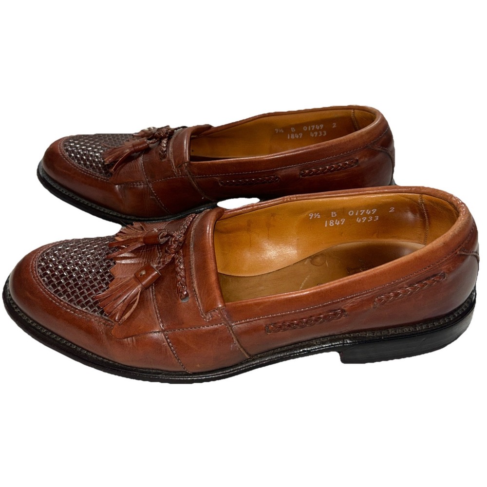 Allen Edmonds AE Cody Woven Tassel Loafer Sz 9.5 B Brown Leather Kilt Shoe -USA